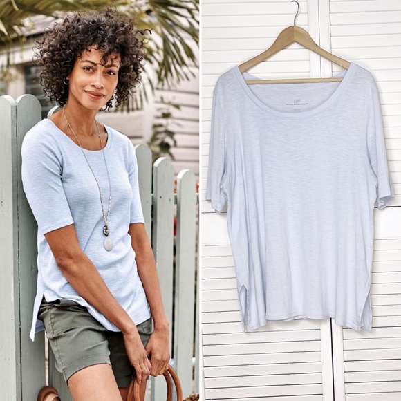 J. Jill Tops J Jill Pima Cotton Scoop Neck Elbow Sleeve Tee Poshmark